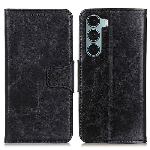 Leather Case Stands Flip Cover Holder M02L for Motorola Moto G200 5G Black