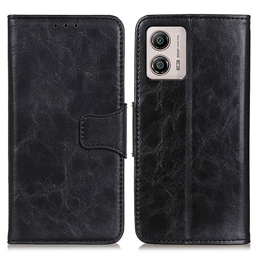 Leather Case Stands Flip Cover Holder M02L for Motorola Moto G53 5G Black