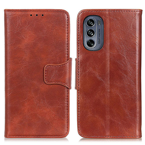 Leather Case Stands Flip Cover Holder M02L for Motorola Moto G62 5G Brown