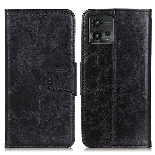 Leather Case Stands Flip Cover Holder M02L for Motorola Moto G72 Black