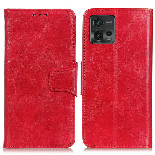 Leather Case Stands Flip Cover Holder M02L for Motorola Moto G72 Red