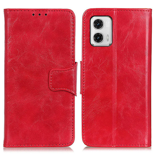 Leather Case Stands Flip Cover Holder M02L for Motorola Moto G73 5G Red