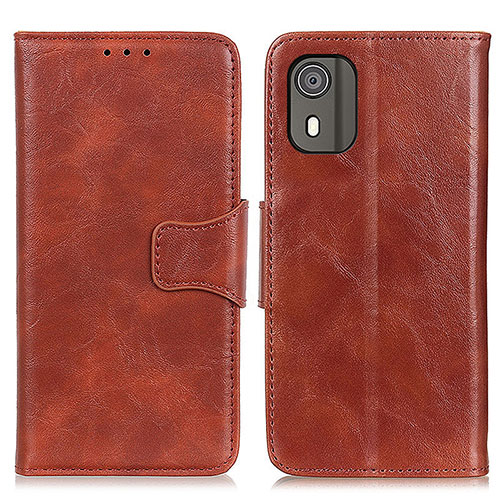 Leather Case Stands Flip Cover Holder M02L for Nokia C02 Brown