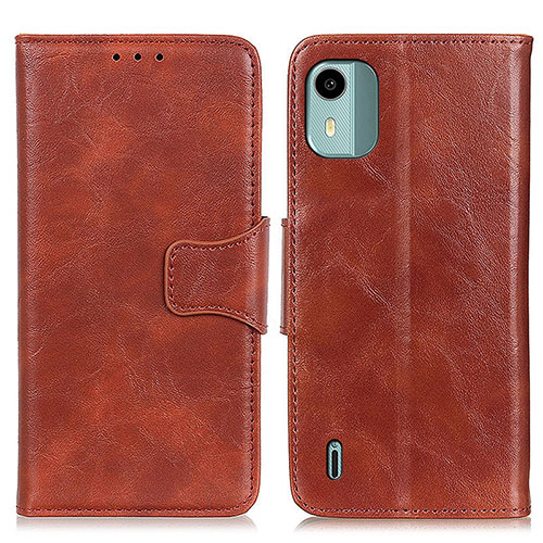 Leather Case Stands Flip Cover Holder M02L for Nokia C12 Plus Brown