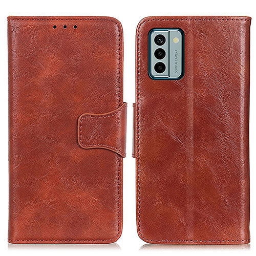 Leather Case Stands Flip Cover Holder M02L for Nokia G22 Brown