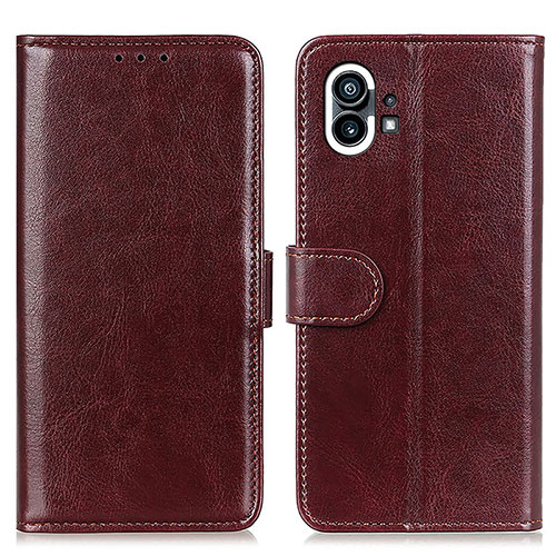 Leather Case Stands Flip Cover Holder M02L for Nothing Phone 1 Brown