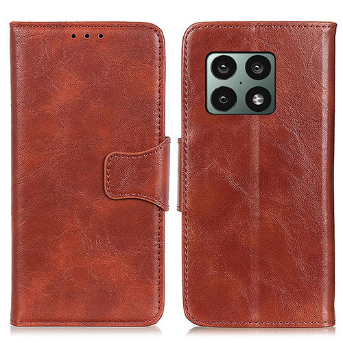 Leather Case Stands Flip Cover Holder M02L for OnePlus 10 Pro 5G Brown