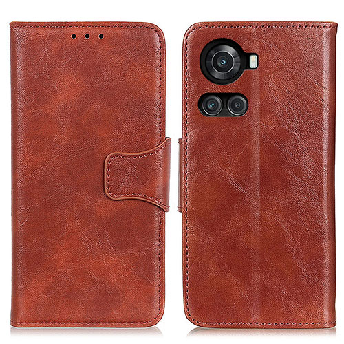 Leather Case Stands Flip Cover Holder M02L for OnePlus 10R 5G Brown