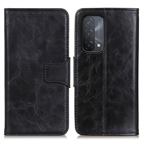 Leather Case Stands Flip Cover Holder M02L for Oppo A54 5G Black