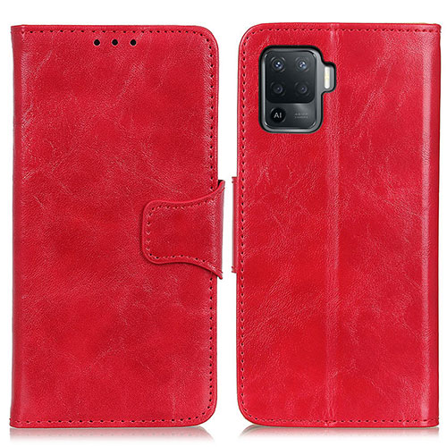 Leather Case Stands Flip Cover Holder M02L for Oppo Reno5 Lite Red