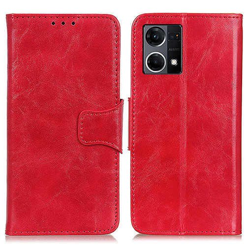 Leather Case Stands Flip Cover Holder M02L for Oppo Reno7 4G Red