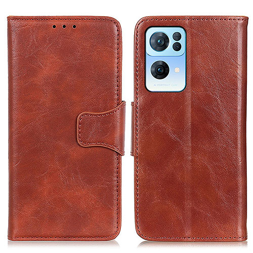 Leather Case Stands Flip Cover Holder M02L for Oppo Reno7 Pro 5G Brown