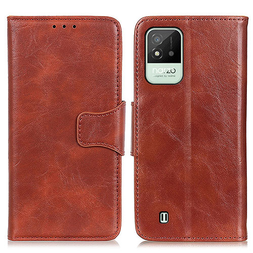 Leather Case Stands Flip Cover Holder M02L for Realme C11 (2021) Brown