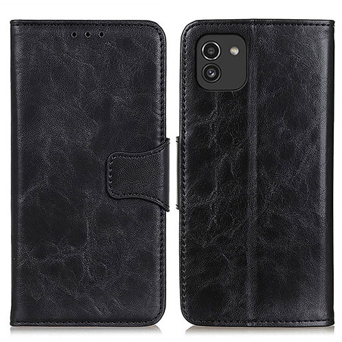 Leather Case Stands Flip Cover Holder M02L for Samsung Galaxy A03 Black