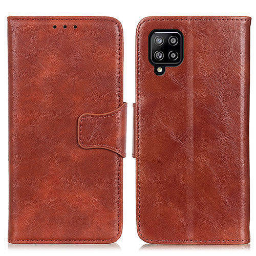 Leather Case Stands Flip Cover Holder M02L for Samsung Galaxy A22 4G Brown
