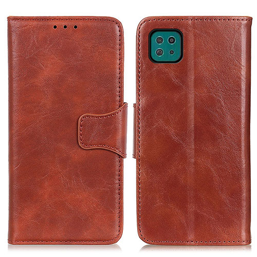 Leather Case Stands Flip Cover Holder M02L for Samsung Galaxy A22s 5G Brown
