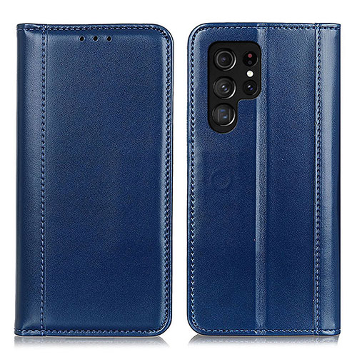 Leather Case Stands Flip Cover Holder M02L for Samsung Galaxy S23 Ultra 5G Blue