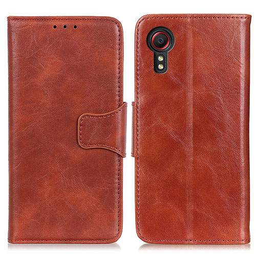 Leather Case Stands Flip Cover Holder M02L for Samsung Galaxy XCover 5 SM-G525F Brown