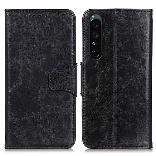 Leather Case Stands Flip Cover Holder M02L for Sony Xperia 1 IV SO-51C Black