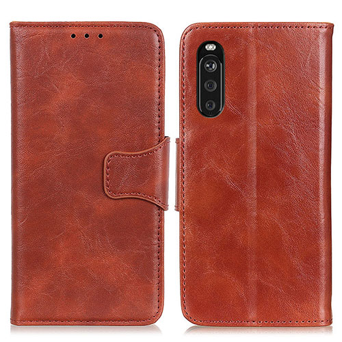 Leather Case Stands Flip Cover Holder M02L for Sony Xperia 10 III SOG04 Brown