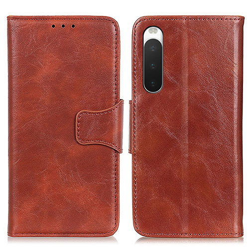 Leather Case Stands Flip Cover Holder M02L for Sony Xperia 10 IV SOG07 Brown