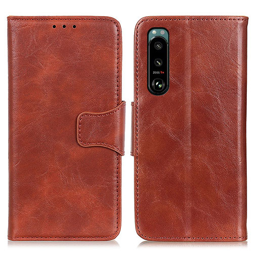 Leather Case Stands Flip Cover Holder M02L for Sony Xperia 5 III SO-53B Brown