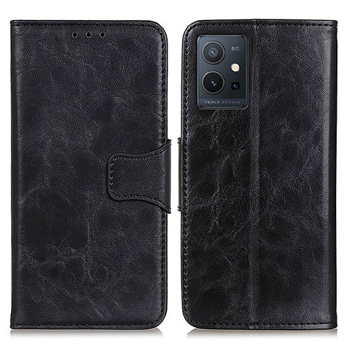 Leather Case Stands Flip Cover Holder M02L for Vivo iQOO Z6 5G Black