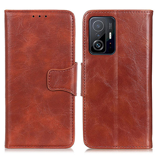 Leather Case Stands Flip Cover Holder M02L for Xiaomi Mi 11T Pro 5G Brown