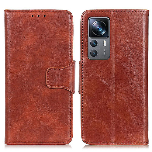 Leather Case Stands Flip Cover Holder M02L for Xiaomi Mi 12T 5G Brown