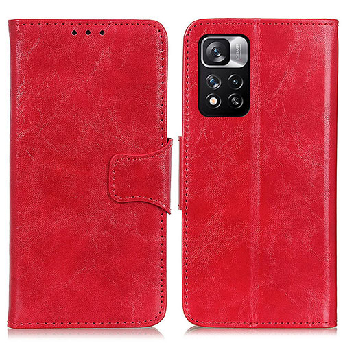 Leather Case Stands Flip Cover Holder M02L for Xiaomi Poco X4 NFC Red