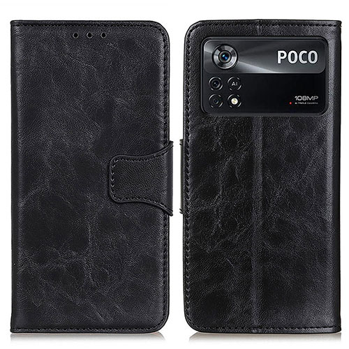 Leather Case Stands Flip Cover Holder M02L for Xiaomi Poco X4 Pro 5G Black