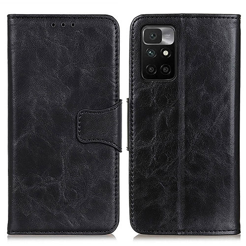 Leather Case Stands Flip Cover Holder M02L for Xiaomi Redmi 10 4G Black