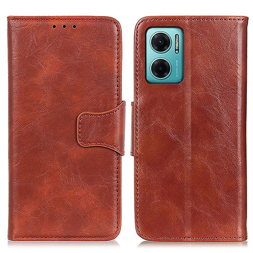 Leather Case Stands Flip Cover Holder M02L for Xiaomi Redmi 10 Prime Plus 5G Brown