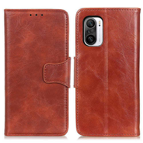 Leather Case Stands Flip Cover Holder M02L for Xiaomi Redmi K40 Pro+ Plus 5G Brown