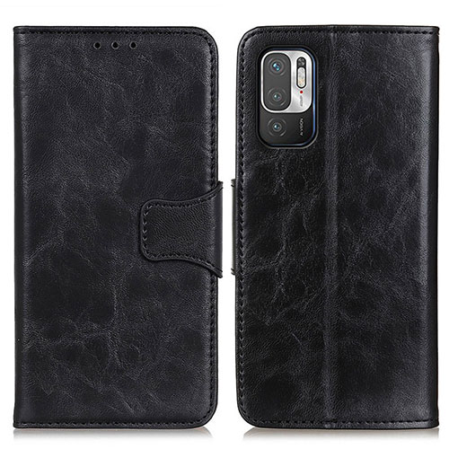 Leather Case Stands Flip Cover Holder M02L for Xiaomi Redmi Note 10 5G Black
