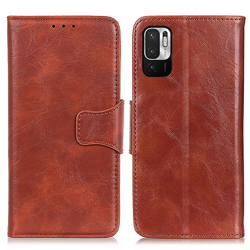 Leather Case Stands Flip Cover Holder M02L for Xiaomi Redmi Note 10 JE 5G Brown