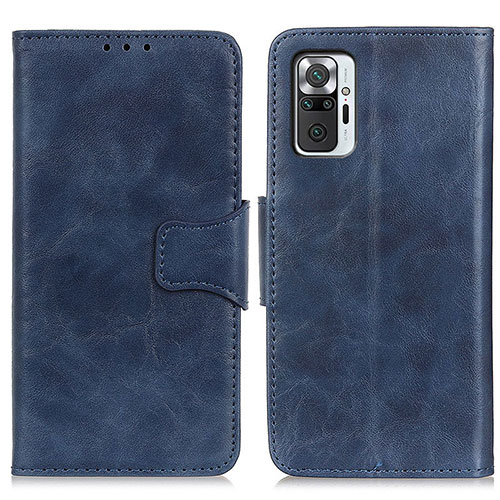 Leather Case Stands Flip Cover Holder M02L for Xiaomi Redmi Note 10 Pro 4G Blue