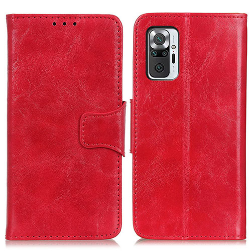 Leather Case Stands Flip Cover Holder M02L for Xiaomi Redmi Note 10 Pro 4G Red