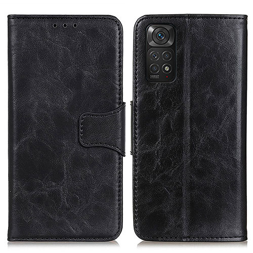 Leather Case Stands Flip Cover Holder M02L for Xiaomi Redmi Note 11 4G (2022) Black