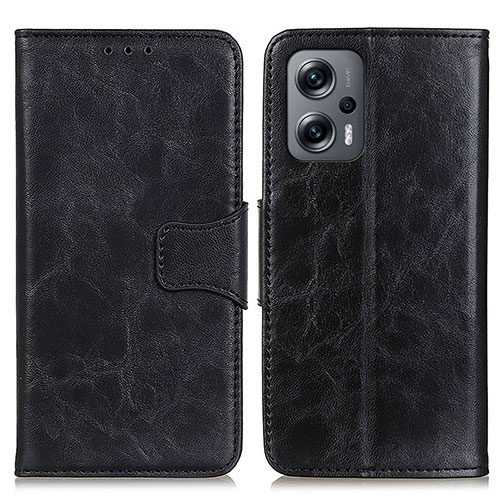 Leather Case Stands Flip Cover Holder M02L for Xiaomi Redmi Note 11T Pro+ Plus 5G Black