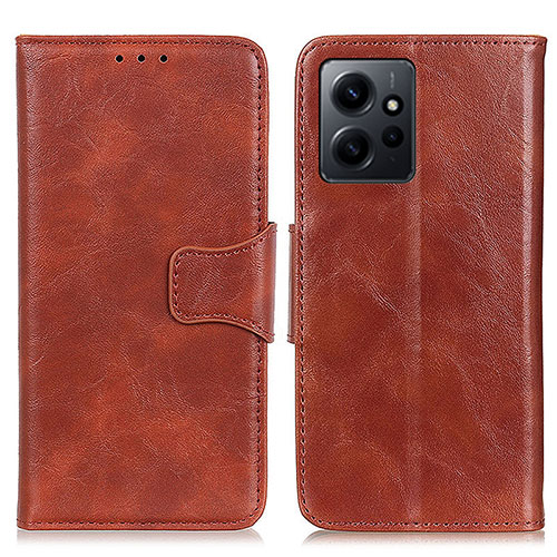 Leather Case Stands Flip Cover Holder M02L for Xiaomi Redmi Note 12 4G Brown