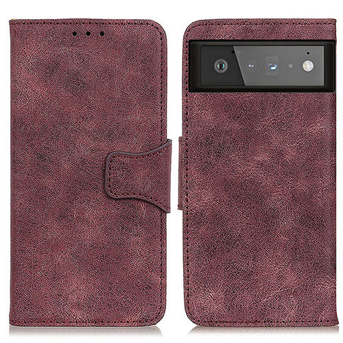 Leather Case Stands Flip Cover Holder M03L for Google Pixel 6 5G Purple