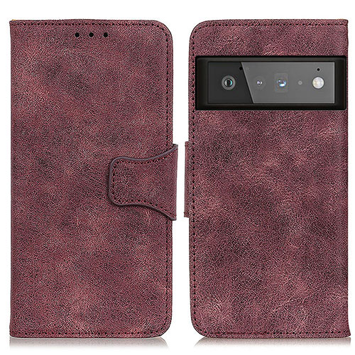 Leather Case Stands Flip Cover Holder M03L for Google Pixel 6 Pro 5G Purple