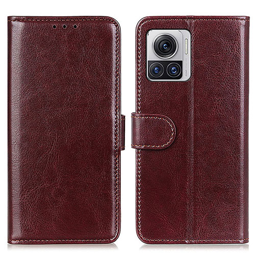 Leather Case Stands Flip Cover Holder M03L for Motorola Moto Edge X30 Pro 5G Brown