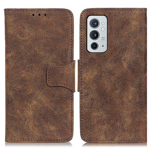 Leather Case Stands Flip Cover Holder M03L for OnePlus 9RT 5G Brown