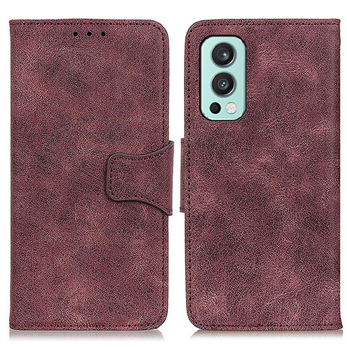 Leather Case Stands Flip Cover Holder M03L for OnePlus Nord 2 5G Purple