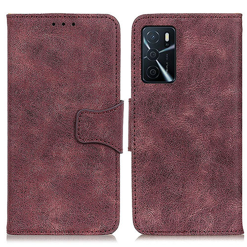 Leather Case Stands Flip Cover Holder M03L for Oppo A54s Purple