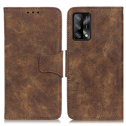 Leather Case Stands Flip Cover Holder M03L for Oppo A74 4G Brown