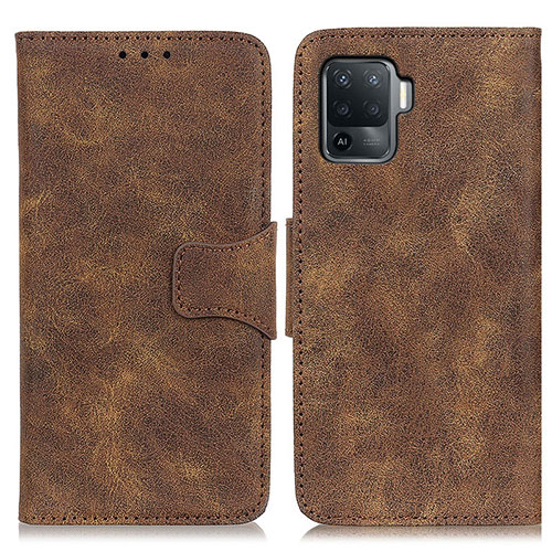 Leather Case Stands Flip Cover Holder M03L for Oppo A94 4G Brown