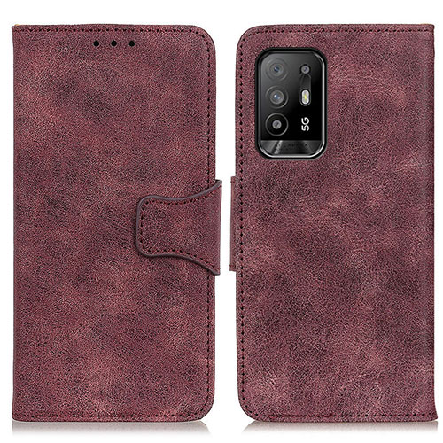 Leather Case Stands Flip Cover Holder M03L for Oppo F19 Pro+ Plus 5G Purple